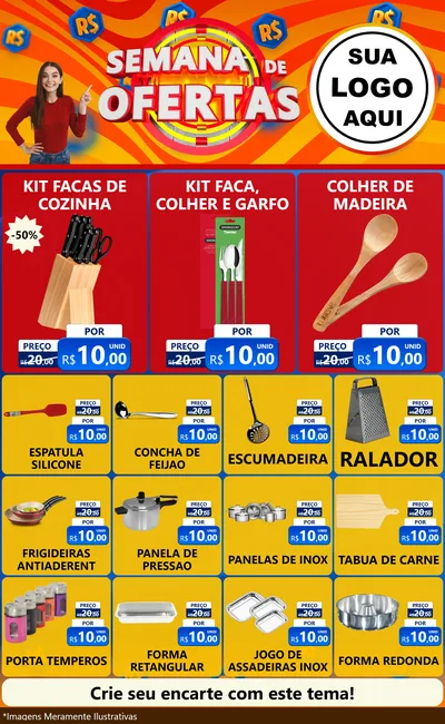Modelo de Encarte para Encarte Grande com o tema Semana de Ofertas para Utilidades Domésticas