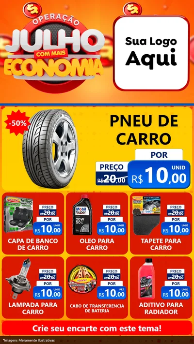 Modelo de Rede Social para Stories com o tema Operação Julho Com Mais Economia para Auto peças