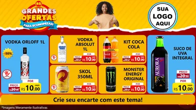 Modelo de TV para TV Horizontal com o tema Grandes Ofertas Para Economizar! para Distribuidora de bebidas
