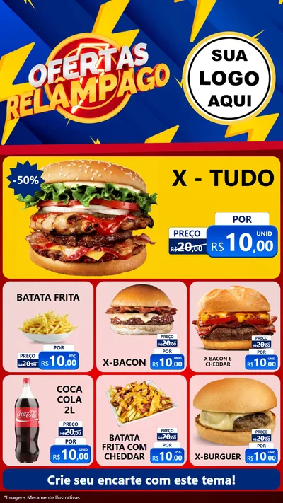 Modelo de Rede Social para Stories com o tema Ofertas Relâmpago para Hamburgueria