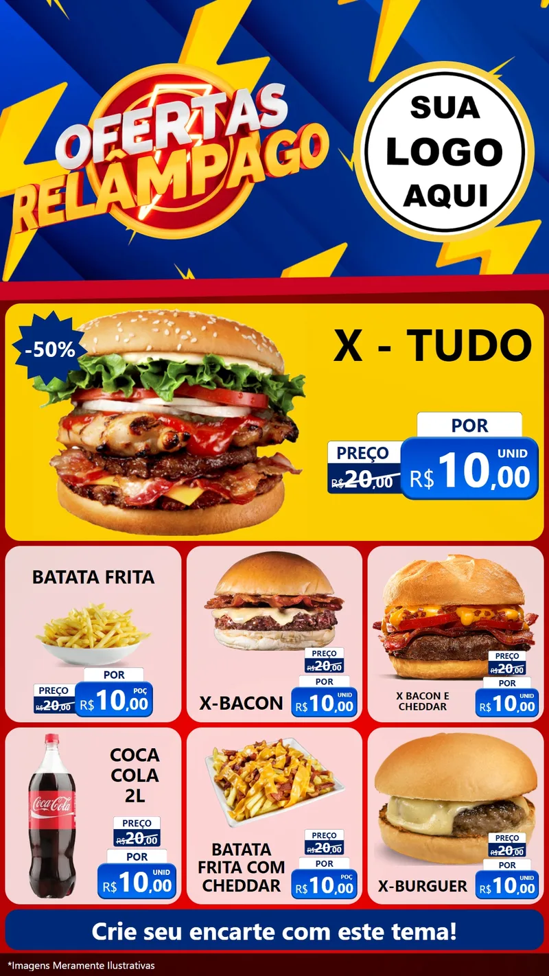 Modelo de Rede Social para Stories com o tema Ofertas Relâmpago para Hamburgueria
