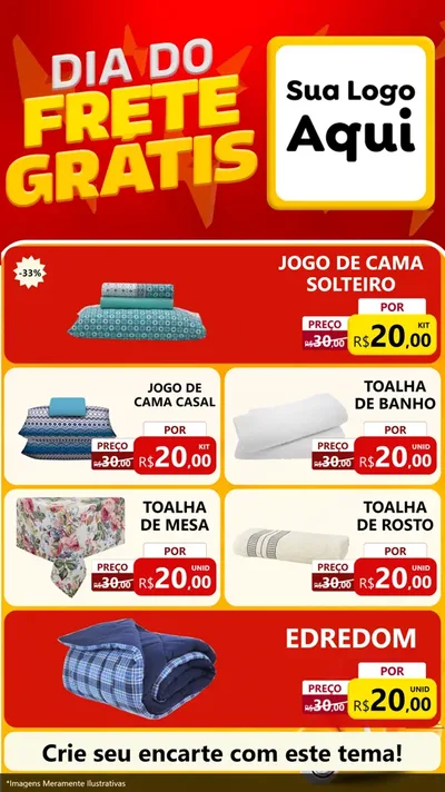 Modelo de TV para TV Vertical com o tema Dia do Frete Grátis para Cama, Mesa e Banho
