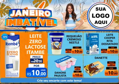 Modelo de Encarte para Encarte A4 Horizontal com o tema Janeiro Imbatível para Frios e Laticínios