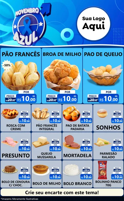 Modelo de Encarte para Encarte Grande com o tema Novembro Azul para Padaria