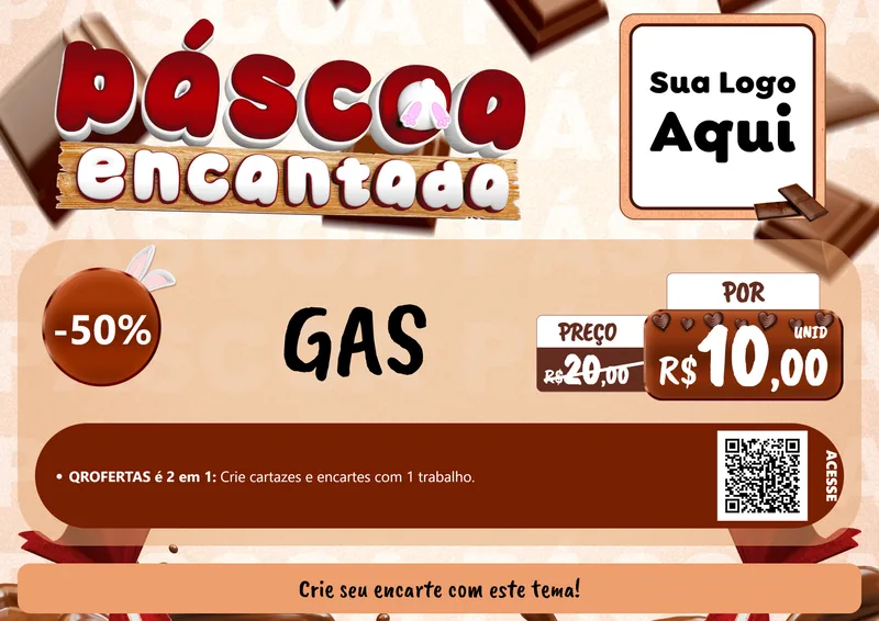 Modelo de Cartaz para Cartaz A4 Horizontal com o tema Páscoa Encantada para Água e gás