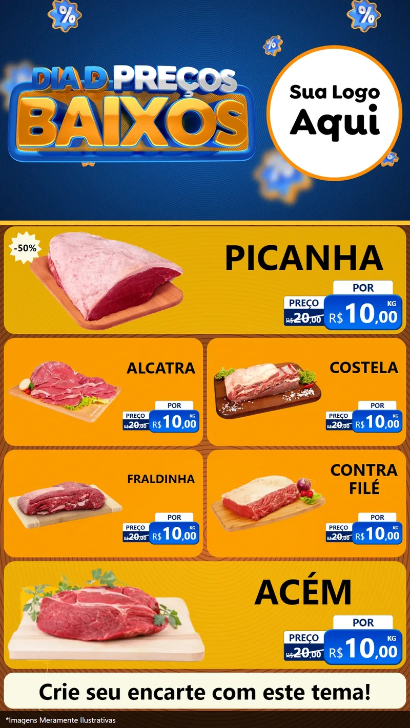 Modelo de TV para TV Vertical com o tema Dia D Preço Baixo para Açougue