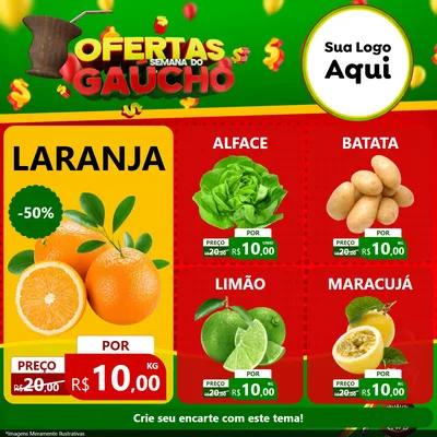 Modelo de Rede Social para Feed Facebook com o tema Ofertas Semana Do Gaúcho para Hortifrúti