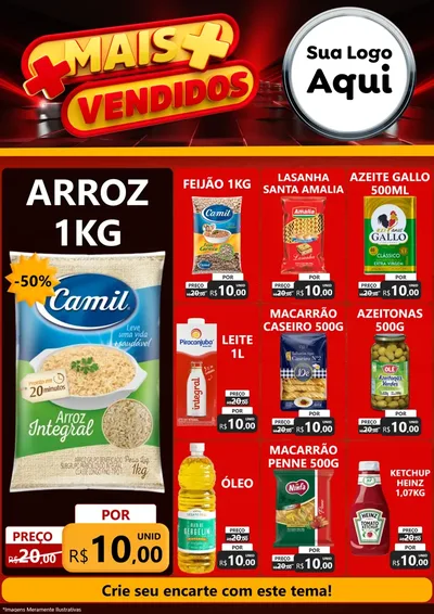 Modelo de Encarte para Encarte A4 Vertical com o tema Mais Vendidos para Supermercado