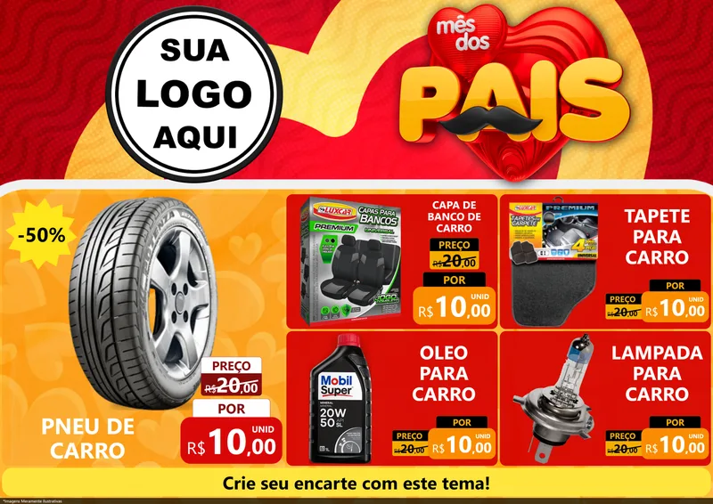 Modelo de Encarte para Encarte A4 Horizontal com o tema Mês Dos Pais para Auto peças