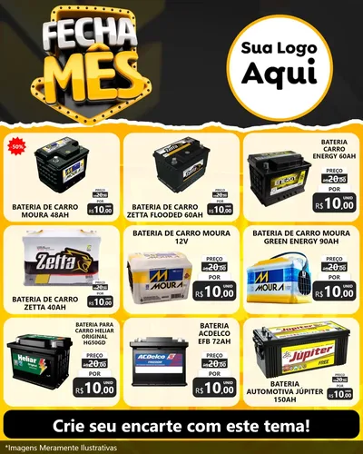 Modelo de Rede Social para Feed Instagram com o tema Fecha Mês para Baterias Elétricas