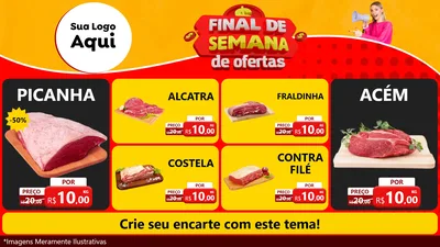 Modelo de TV para TV Horizontal com o tema Final de Semana de Ofertas para Açougue
