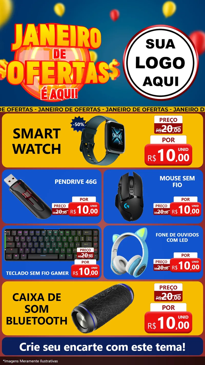Modelo de TV para TV Vertical com o tema Janeiro de Ofertas É Aqui! para Informática