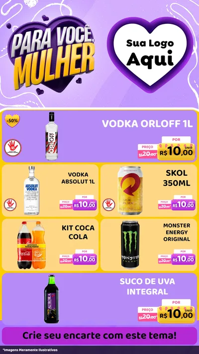 Modelo de TV para TV Vertical com o tema Para Você, Mulher para Distribuidora de bebidas