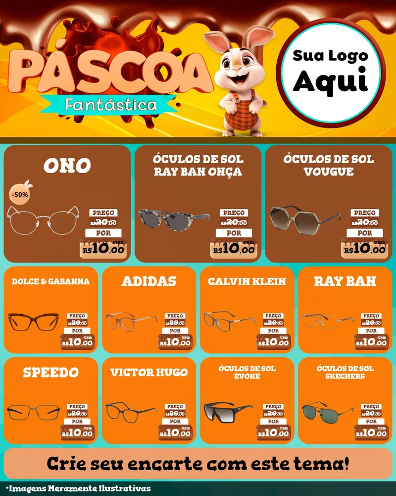 Modelo de Rede Social para Feed Instagram com o tema Páscoa Fantástica para Óticas