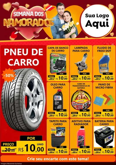 Modelo de Encarte para Encarte A4 Vertical com o tema Semana dos Namorados para Auto peças