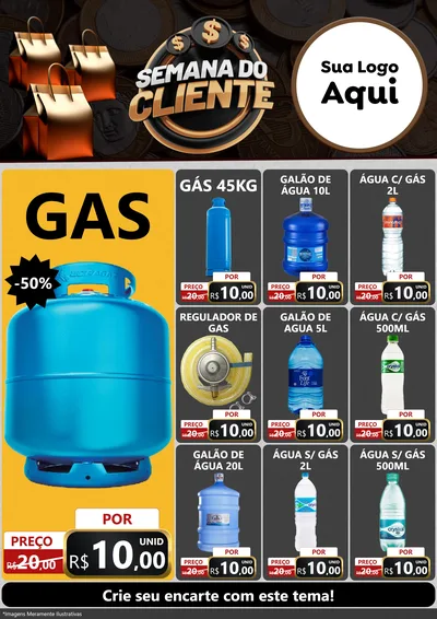 Modelo de Encarte para Encarte A4 Vertical com o tema Semana do Cliente para Água e gás