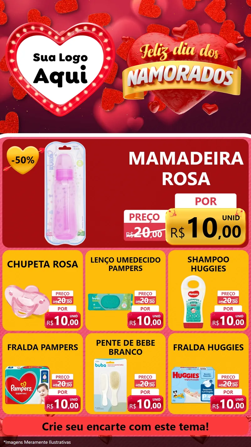 Modelo de Rede Social para Stories com o tema Feliz Dia Dos Namorados para Bebês