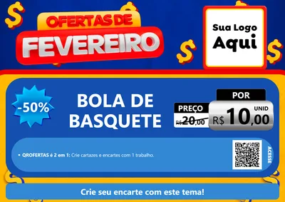 Modelo de Cartaz para Cartaz A4 Horizontal com o tema Ofertas de Fevereiro para Artigos Esportivos