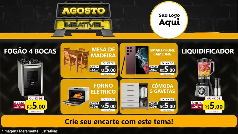 Modelo de TV para TV Horizontal com o tema Agosto Imbatível para Móveis e Eletro