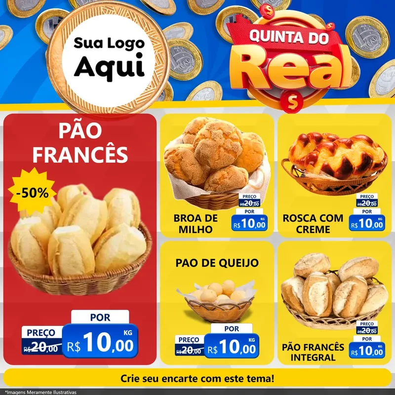 Modelo de Rede Social para Feed Facebook com o tema Quinta do Real para Padaria
