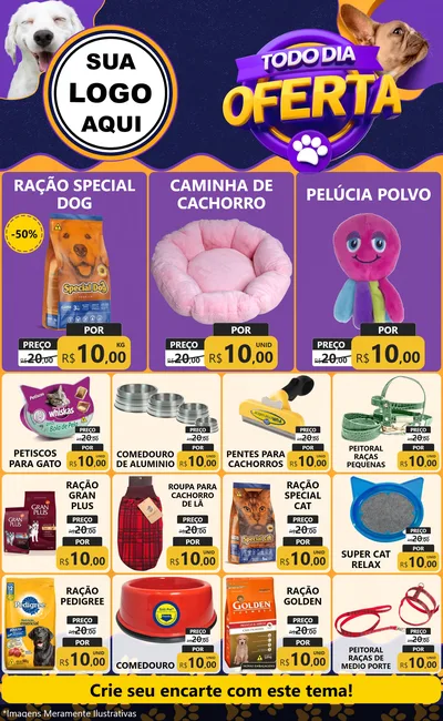 Modelo de Encarte para Encarte Grande com o tema Todo Dia Oferta - Pet Shop para Pet Shop