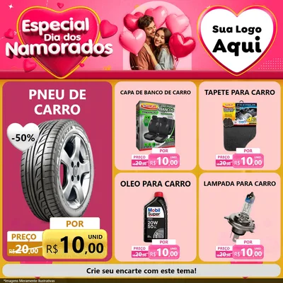 Modelo de Rede Social para Feed Facebook com o tema Especial Dia dos Namorados para Auto peças