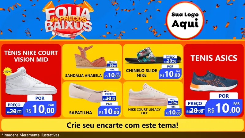 Modelo de TV para TV Horizontal com o tema Folia de Preços Baixos para Calçados