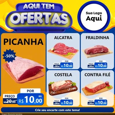Modelo de Rede Social para Feed Facebook com o tema Aqui Tem Ofertas para Açougue