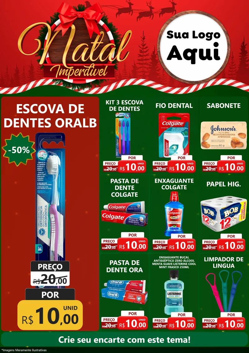 Modelo de Encarte para Encarte A4 Vertical com o tema Natal Imperdível para Higiene Pessoal