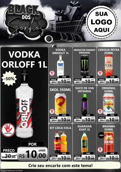 Modelo de Encarte para Encarte A4 Vertical com o tema Black dos Sonhos para Distribuidora de bebidas