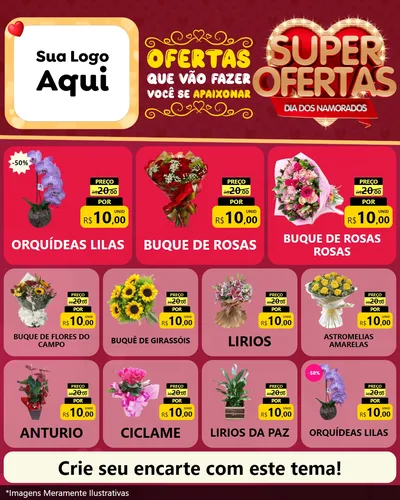 Modelo de Rede Social para Feed Instagram com o tema Dia dos Namorados para Floricultura e jardim