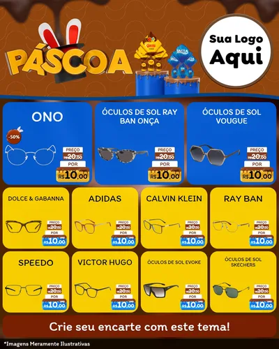 Modelo de Rede Social para Feed Instagram com o tema Páscoa para Óticas