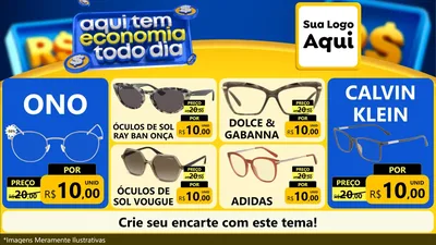 Modelo de TV para TV Horizontal com o tema Aqui Tem Economia Todo Dia para Óticas