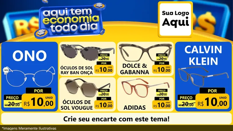 Modelo de TV para TV Horizontal com o tema Aqui Tem Economia Todo Dia para Óticas