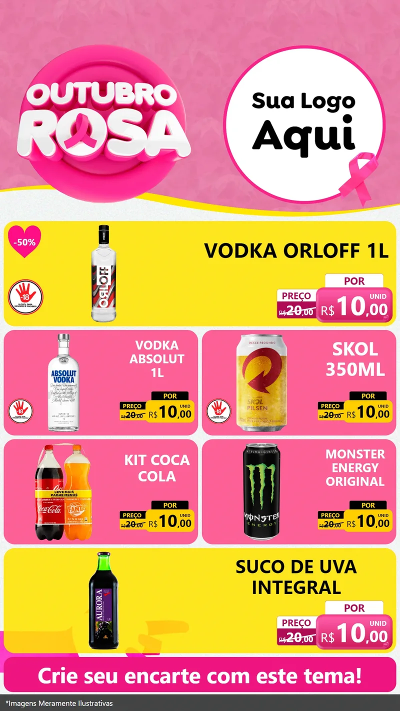 Modelo de TV para TV Vertical com o tema Outubro Rosa para Distribuidora de bebidas