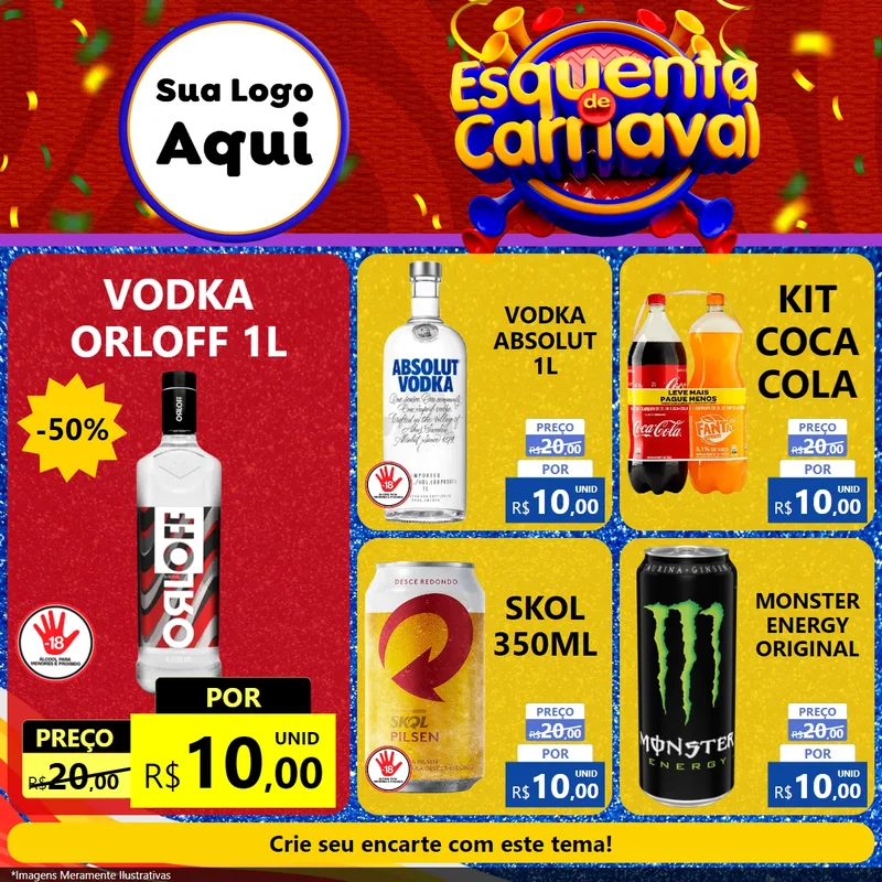 Modelo de Rede Social para Feed Facebook com o tema Esquenta de Carnaval para Distribuidora de bebidas
