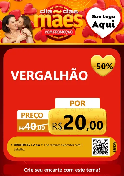 Modelo de Cartaz para Cartaz A4 Vertical com o tema Dia das Mães com Promoção para Ferragens