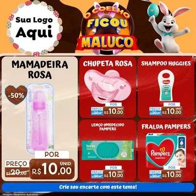 Modelo de Rede Social para Feed Facebook com o tema O Coelho Ficou Maluco - Páscoa para Bebês
