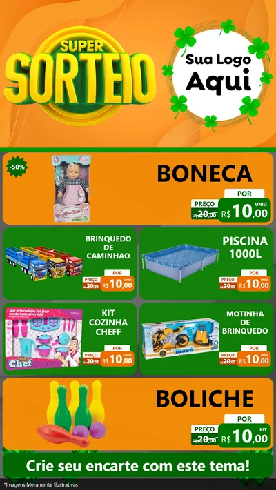 Modelo de TV para TV Vertical com o tema Super Sorteio para Brinquedos
