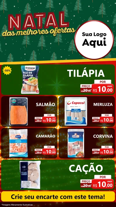 Modelo de TV para TV Vertical com o tema Natal das Melhores Ofertas para Peixaria