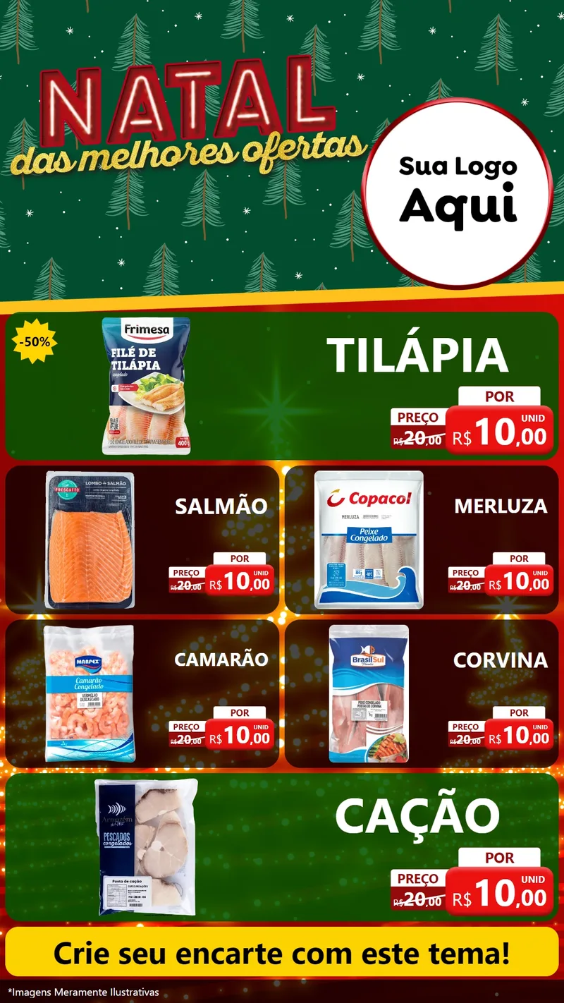 Modelo de TV para TV Vertical com o tema Natal das Melhores Ofertas para Peixaria