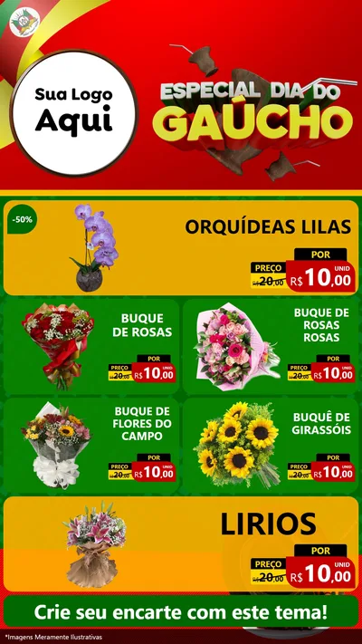 Modelo de TV para TV Vertical com o tema Especial Dia do Gaúcho para Floricultura e jardim