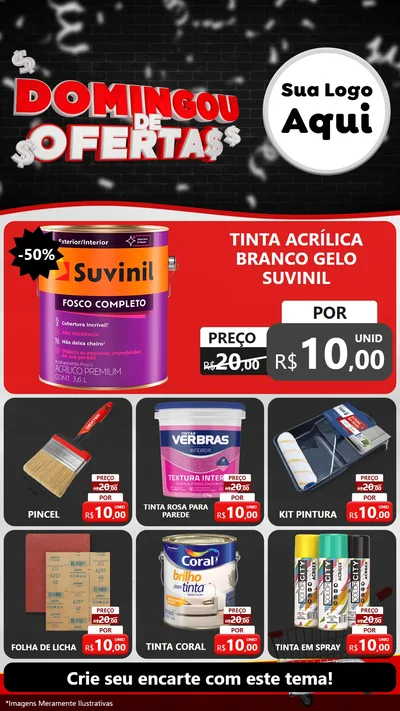 Modelo de Rede Social para Stories com o tema Domingou de Ofertas para Tintas e Ferramentas