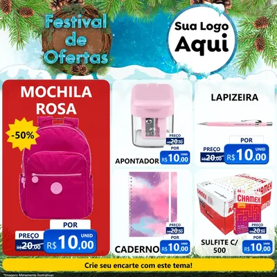 Modelo de Rede Social para Feed Facebook com o tema Festival de Ofertas - Inverno para Papelaria