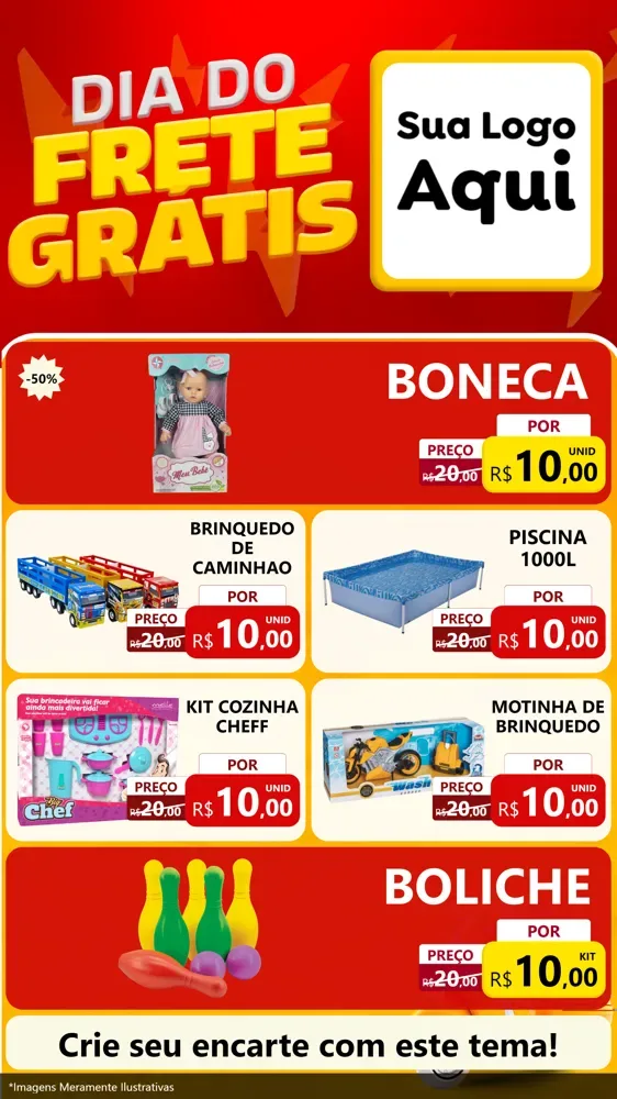 Modelo de TV para TV Vertical com o tema Dia do Frete Grátis para Brinquedos