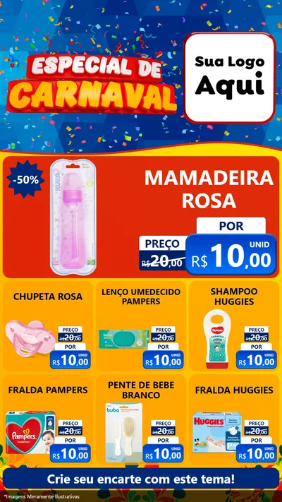 Modelo de Rede Social para Stories com o tema Especial de Carnaval para Bebês