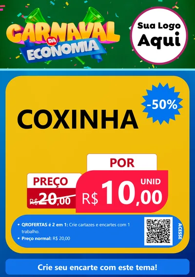 Modelo de Cartaz para Cartaz A4 Vertical com o tema Carnaval da Economia para Salgadaria