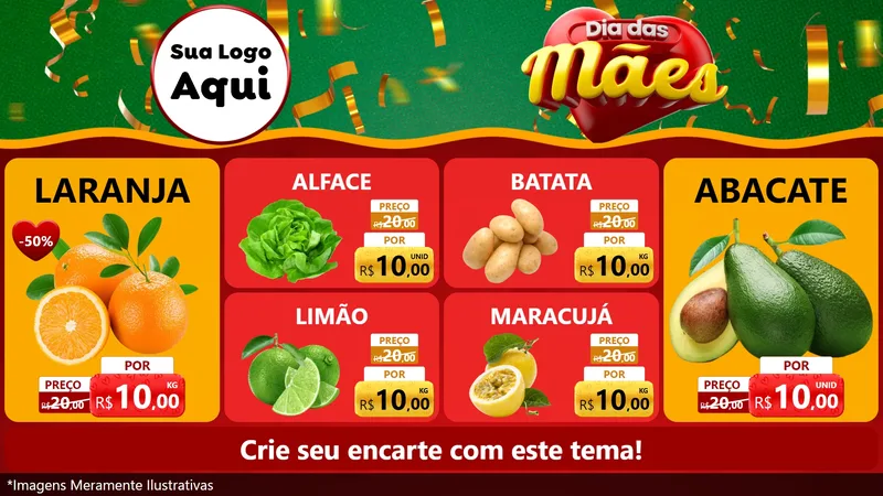 Modelo de TV para TV Horizontal com o tema Dia das Mães para Hortifrúti