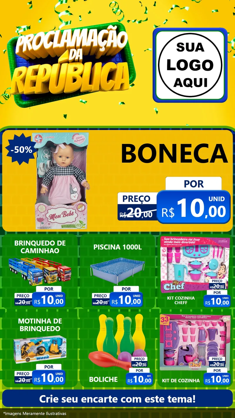 Modelo de Rede Social para Stories com o tema Proclamação da República para Brinquedos