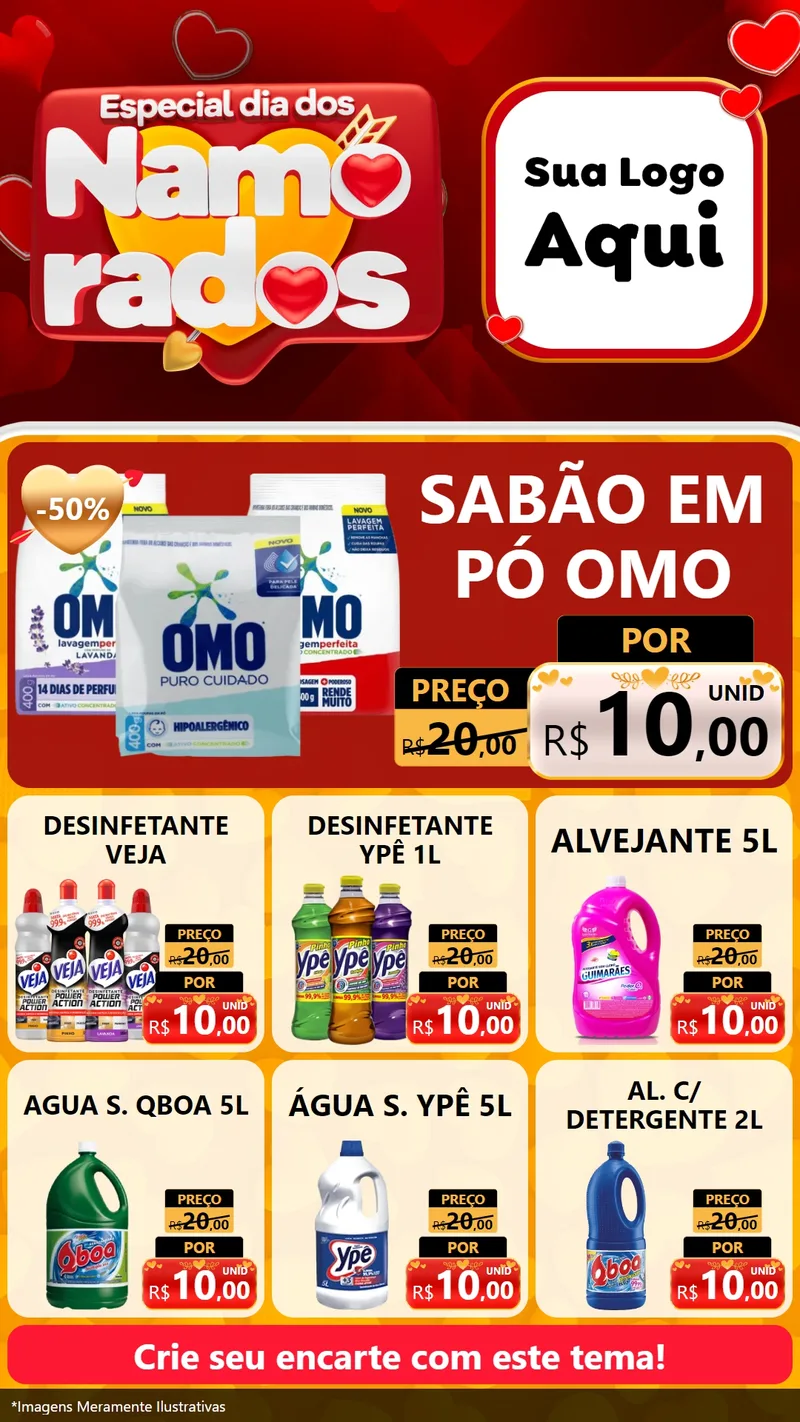 Modelo de Rede Social para Stories com o tema Especial Dia dos Namorados para Produtos de Limpeza